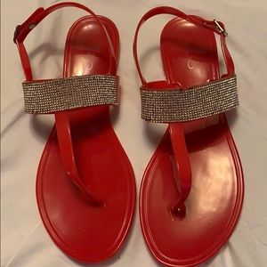 Red Sandal with Rhinestone strap